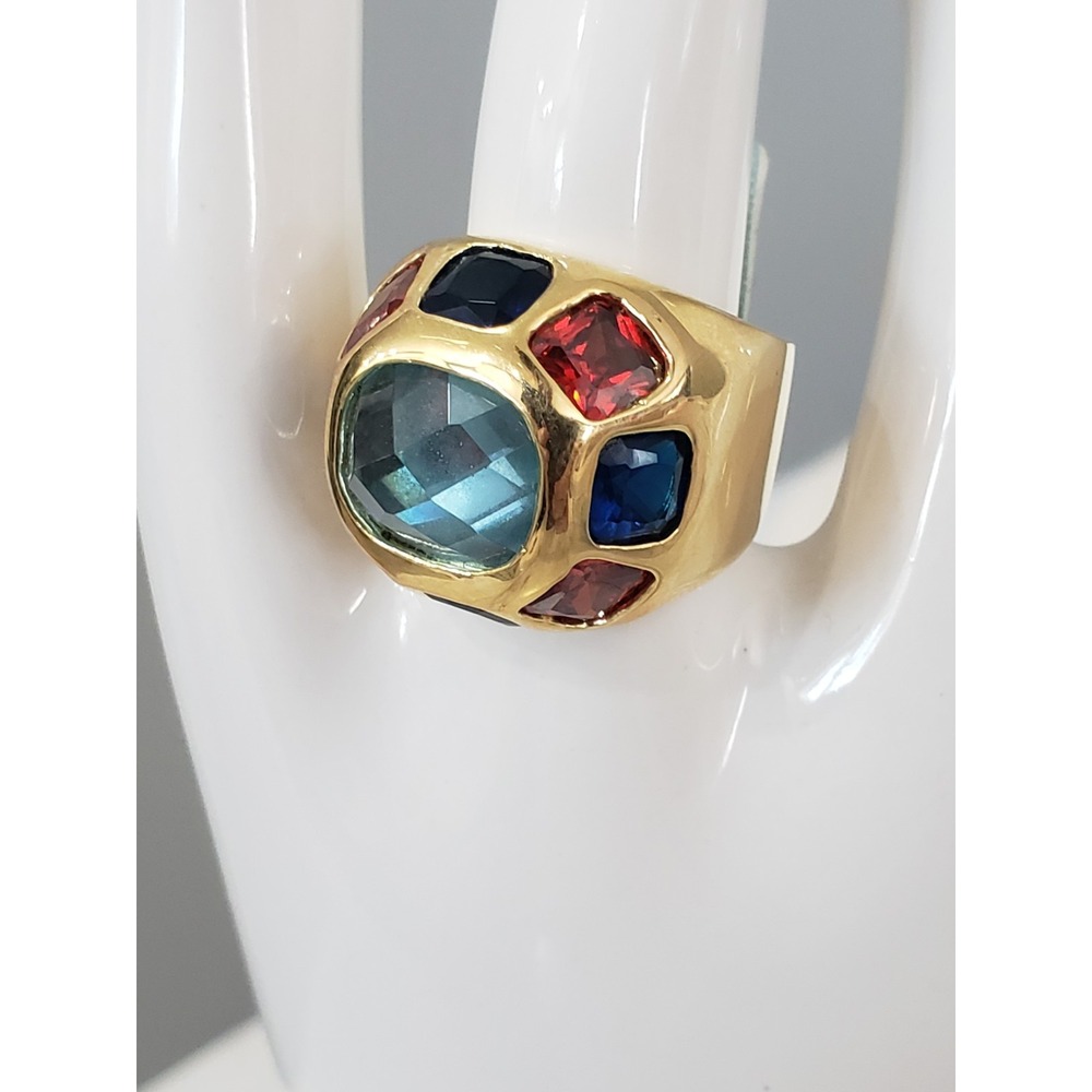 NEW  Lauren G Adams SIZE 7 COCKTAIL RING mens womens statement blue red champion